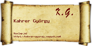 Kahrer György névjegykártya